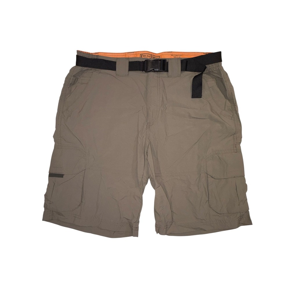 Field & Stream Cargo Shorts Large Olive Green Nylon Belted Hiking Fishing 36-38